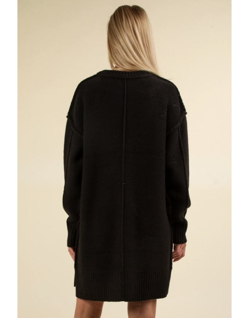 Very J Black Chunky Knit Sweater Dress (L only)