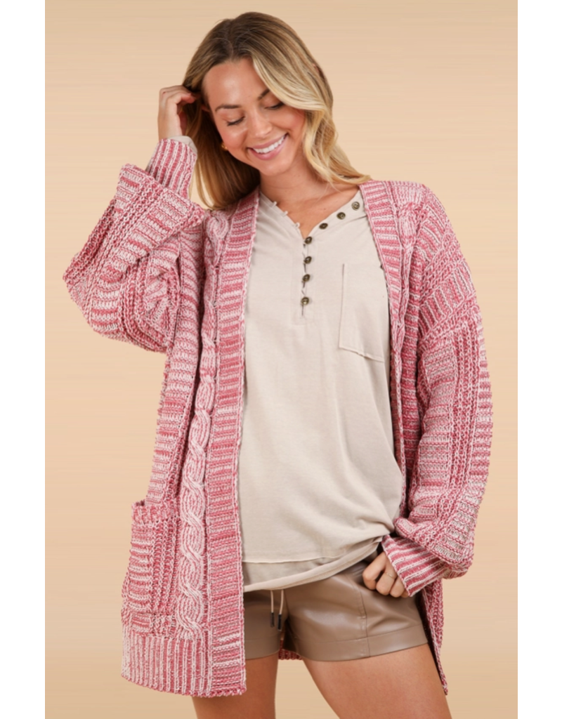 Very J Rose Cable Knit Cardigan (Small only)