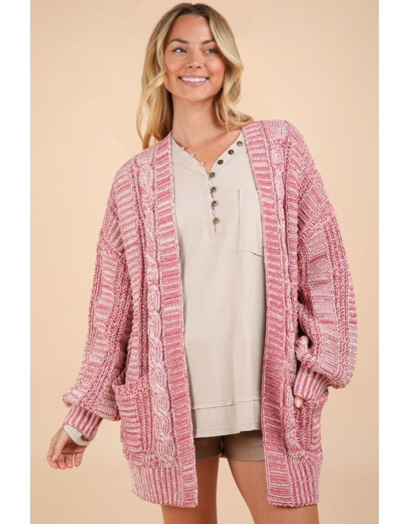 Very J Rose Cable Knit Cardigan (Small only)