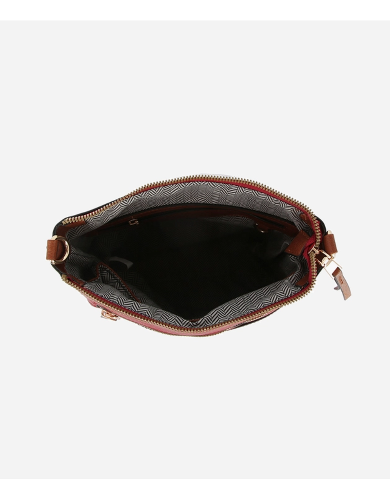 Handbag Factory Corp Holiday Adventure Crossbody (Red/Silver)