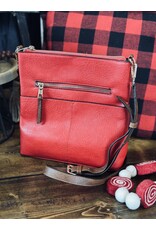 Handbag Factory Corp Holiday Adventure Crossbody (Red/Silver)
