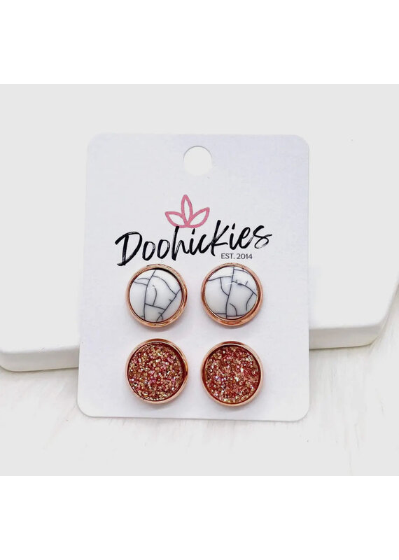 Doohickies Rose Gold Marble Earring Set
