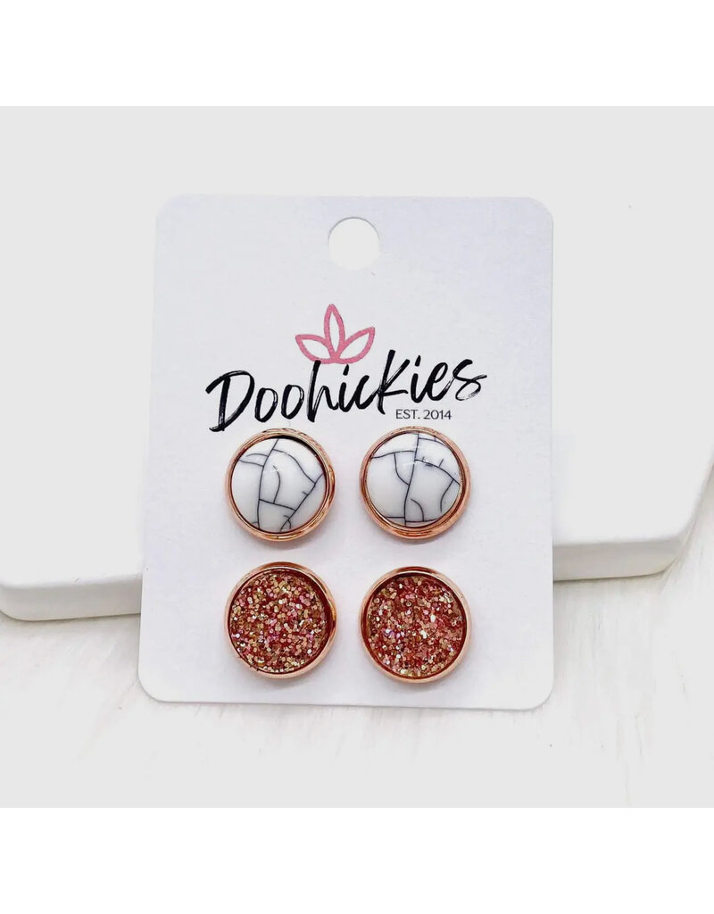 Doohickies Rose Gold Marble Earring Set