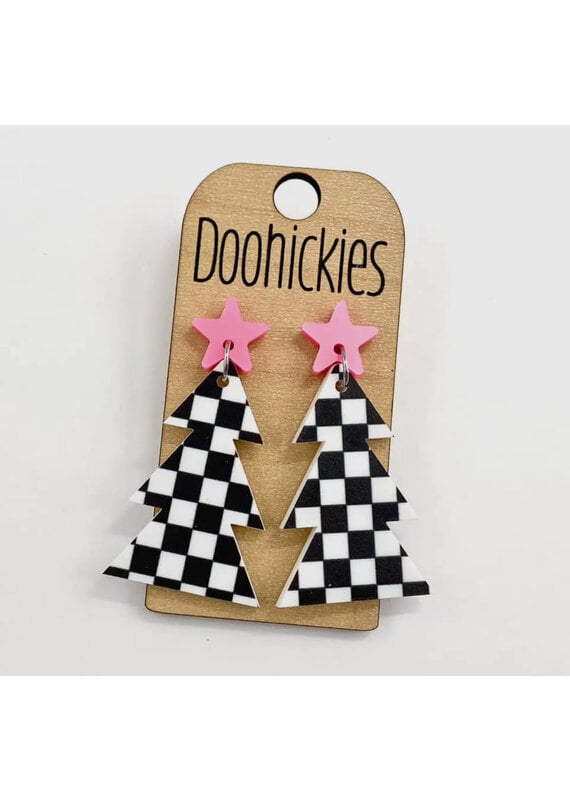 Doohickies 1.75” Christmas Check Acrylic Earrings