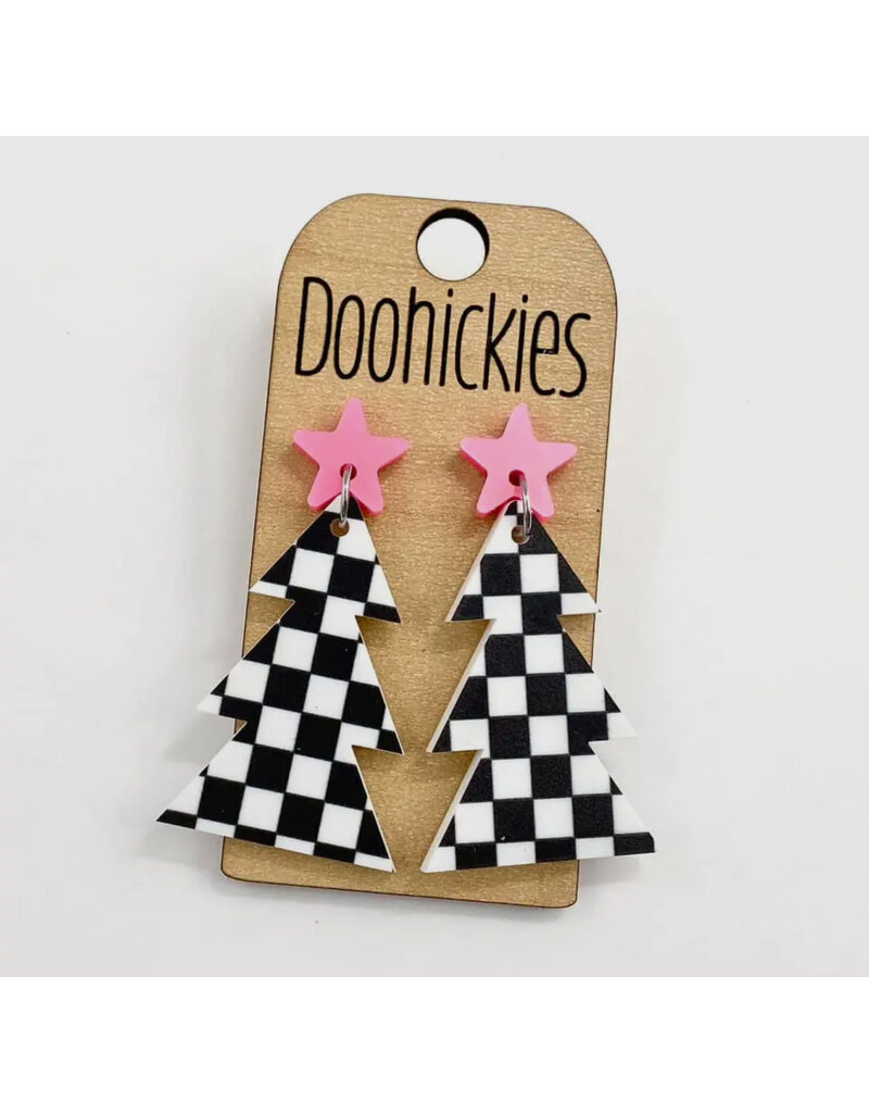Doohickies 1.75” Christmas Check Acrylic Earrings