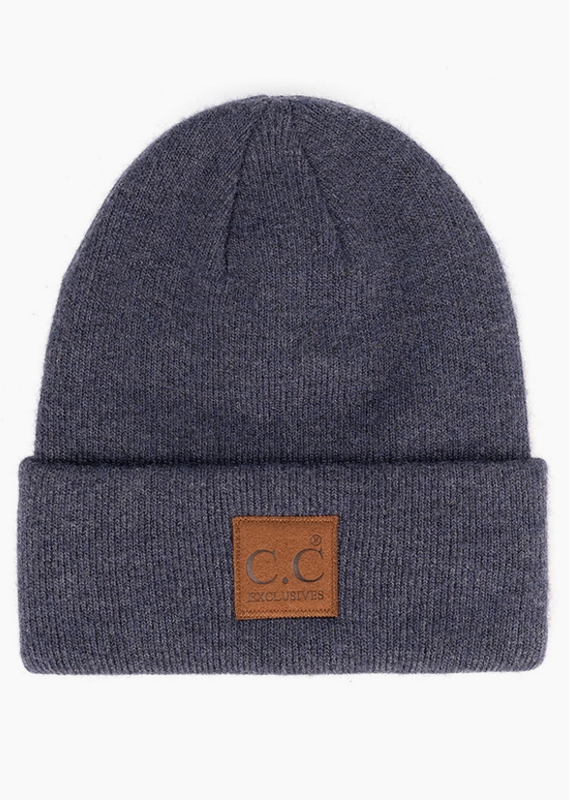 Hana C.C. Suede Patch Navy Beanie *SALE*