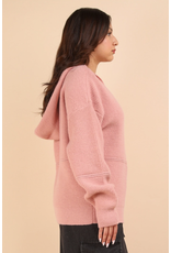 Very J Cozy Blush Knit Sweater Hoodie (S-L)