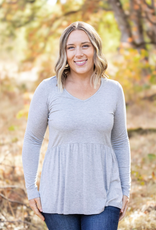 Michelle Mae MM Sarah Grey Ruffle Top (S & L Only)