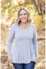 Michelle Mae MM Sarah Grey Ruffle Top (S-1XL)