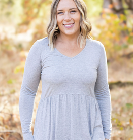 Michelle Mae MM Sarah Grey Ruffle Top (S & L Only)