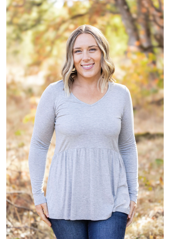 Michelle Mae MM Sarah Grey Ruffle Top (S-1XL)