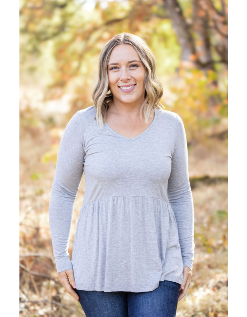 Michelle Mae MM Sarah Grey Ruffle Top (S-1XL)