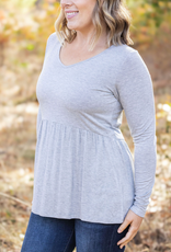 Michelle Mae MM Sarah Grey Ruffle Top (S & L Only)