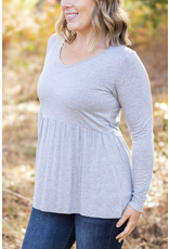 Michelle Mae MM Sarah Grey Ruffle Top (S-1XL)