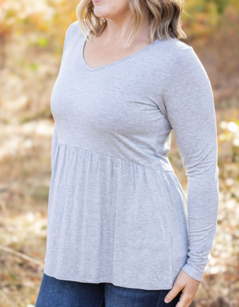 Michelle Mae MM Sarah Grey Ruffle Top (S & L Only)