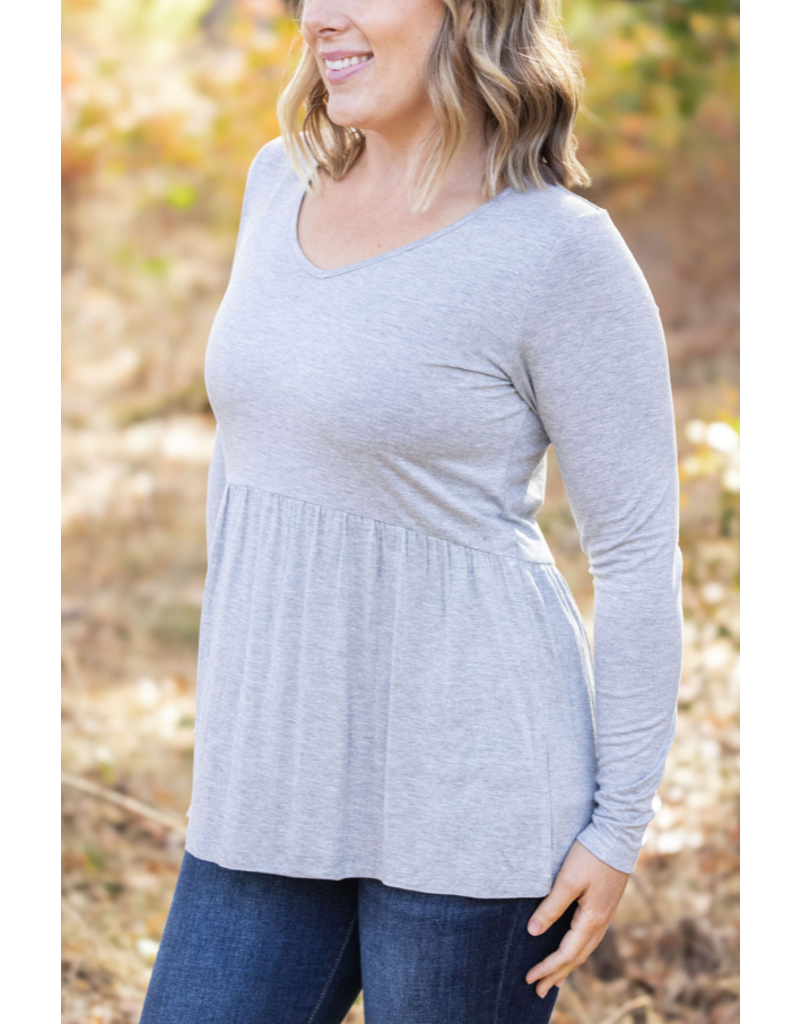 Michelle Mae MM Sarah Grey Ruffle Top (S-1XL)