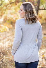 Michelle Mae MM Sarah Grey Ruffle Top (S & L Only)