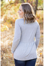 Michelle Mae MM Sarah Grey Ruffle Top (S-1XL)