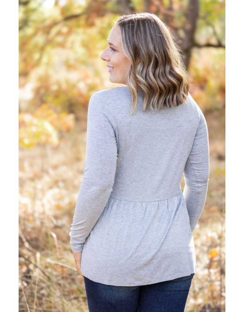 Michelle Mae MM Sarah Grey Ruffle Top (S-1XL)