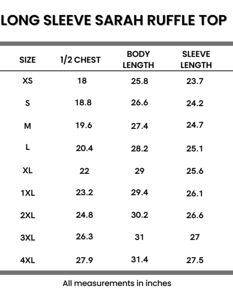 Michelle Mae MM Sarah Grey Ruffle Top (S & L Only)