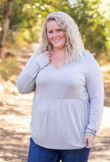 Michelle Mae MM Sarah Grey Ruffle Top (S & L Only)