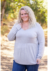 Michelle Mae MM Sarah Grey Ruffle Top (S-1XL)