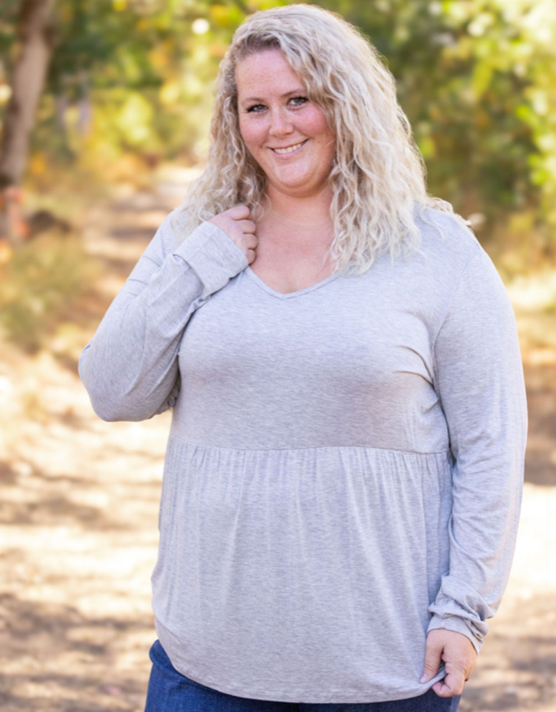 Michelle Mae MM Sarah Grey Ruffle Top (S & L Only)