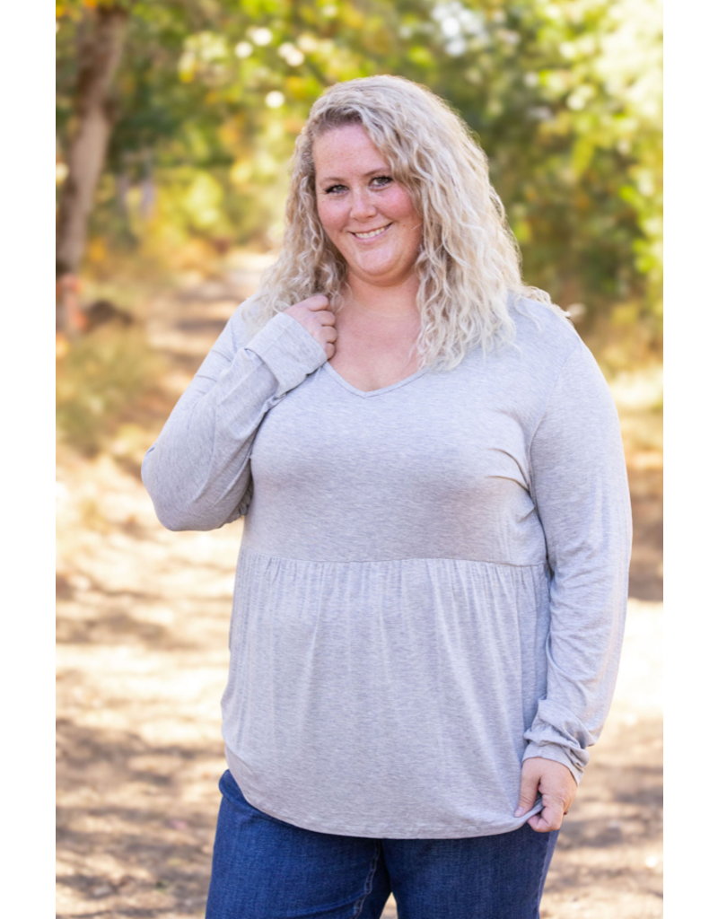 Michelle Mae MM Sarah Grey Ruffle Top (S-1XL)