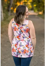 Michelle Mae MM White Floral Ruffle Tank (S-1XL)