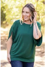 Michelle Mae Darcy Forest Green Dolman Top (S-XL)