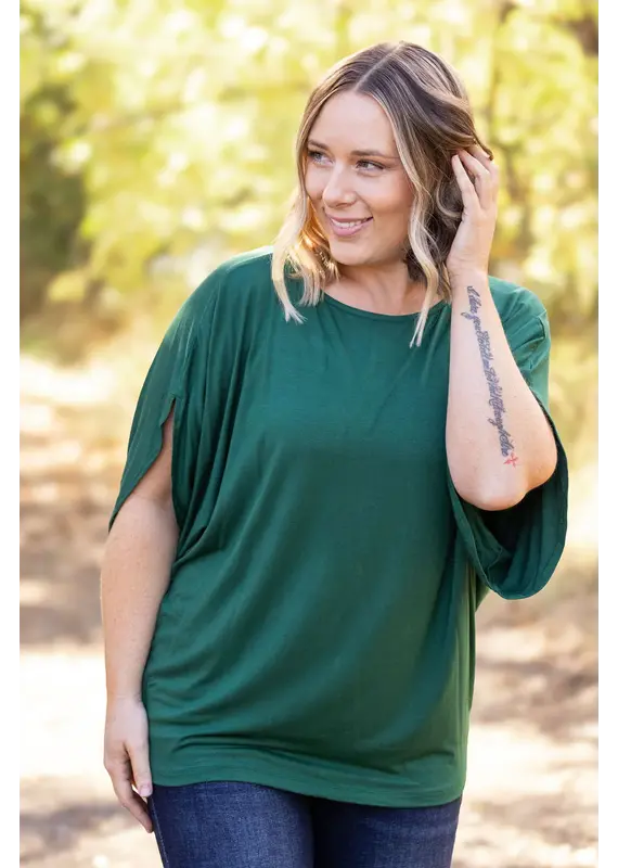 Michelle Mae Darcy Forest Green Dolman Top (S-XL)