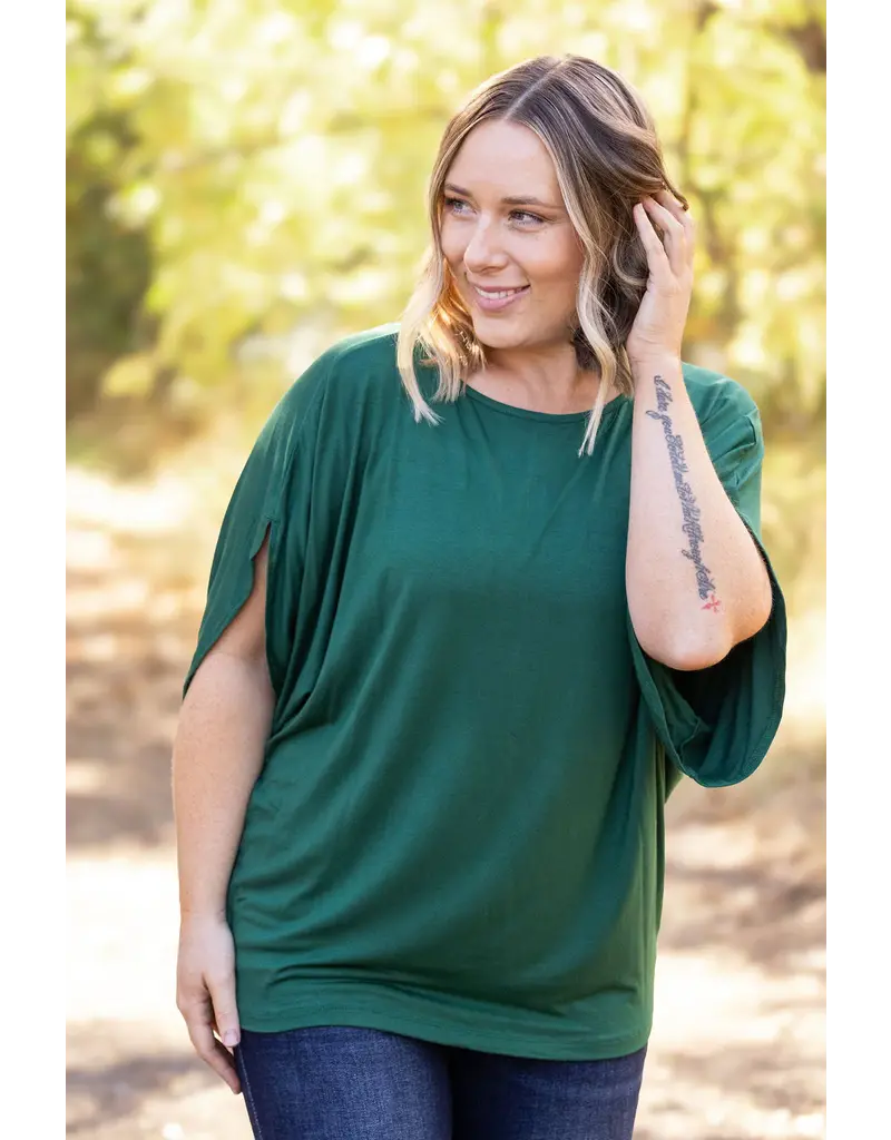 Michelle Mae Darcy Forest Green Dolman Top (S-XL)
