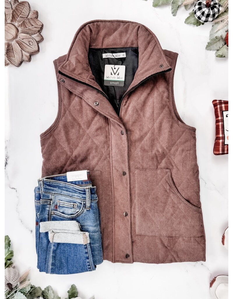 Michelle Mae MM Corduroy Chestnut Vest (S-XL)