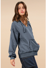 Very J Oversized Navy French Terry Hoodie (S-L)