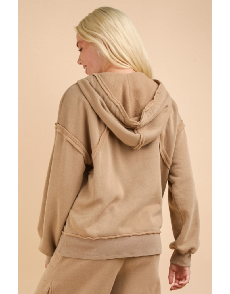 Very J Oversized Beige French Terry Hoodie (S-L)
