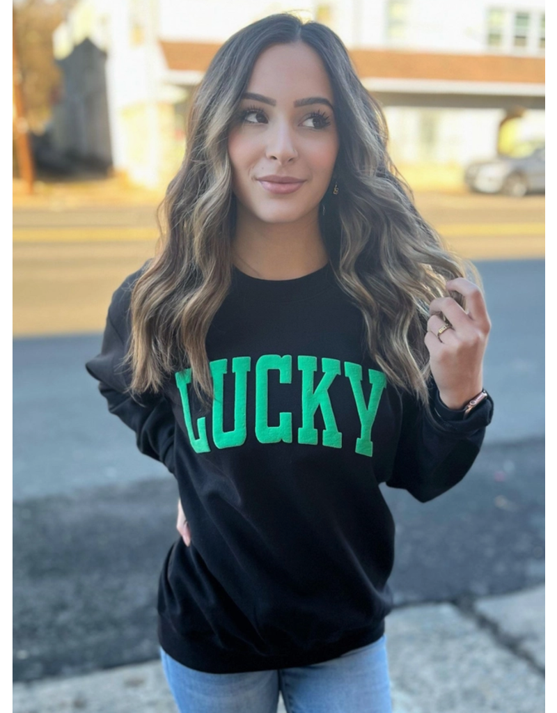 Gildan Lucky Green Puff Black Crew (S-XL)