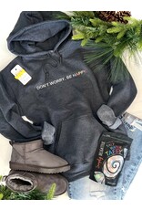 Gildan Charcoal Embroidered Be Happy Hoodie (S-XL)