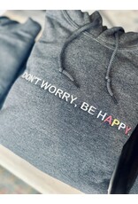 Gildan Charcoal Embroidered Be Happy Hoodie (S-XL)