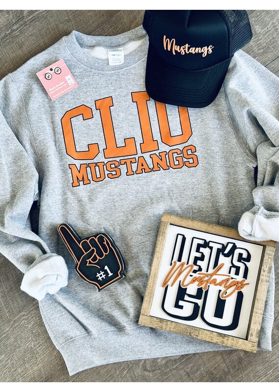 Gildan Clio Mustangs Gray Crew Sweatshirt (S-3XL)