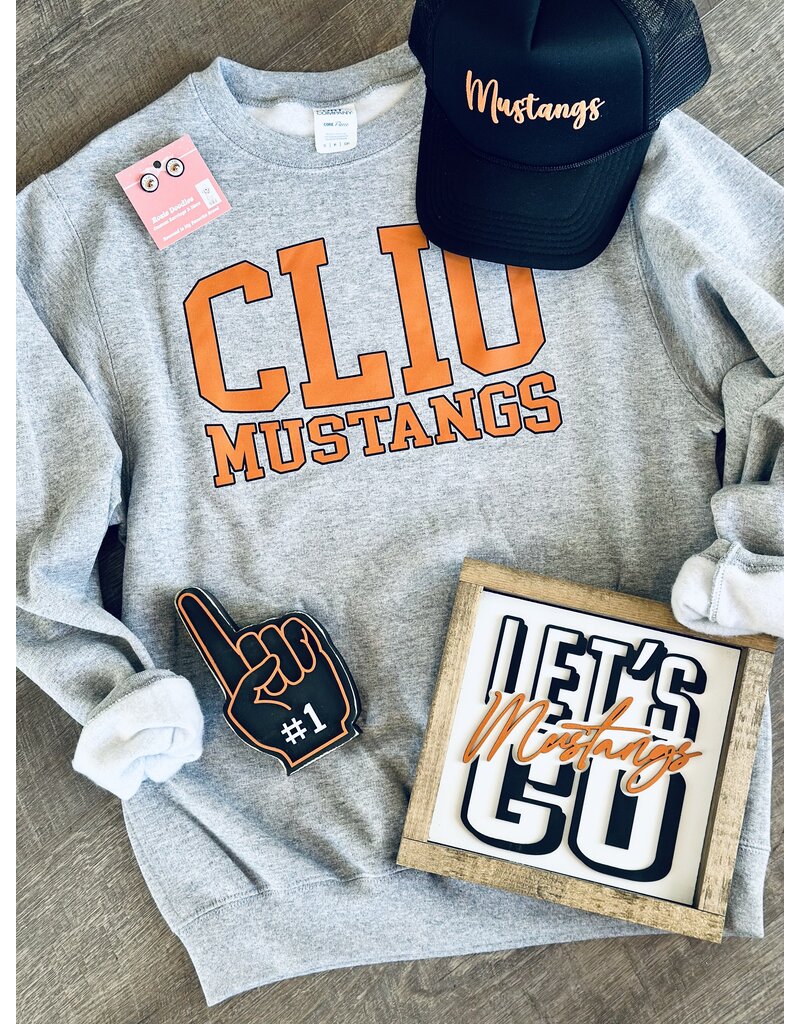 Gildan Clio Mustangs Gray Crew Sweatshirt (S-3XL)