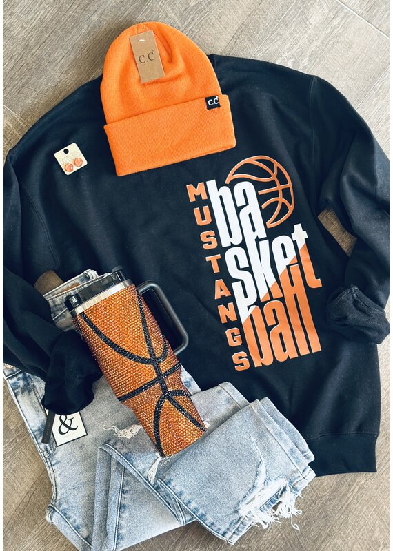 Gildan *PRICE DROP* Mustangs Basketball Black Crew Sweatshirt (S-3XL)