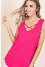 BomBom Fuchsia Criss Cross Tank (S-XL)