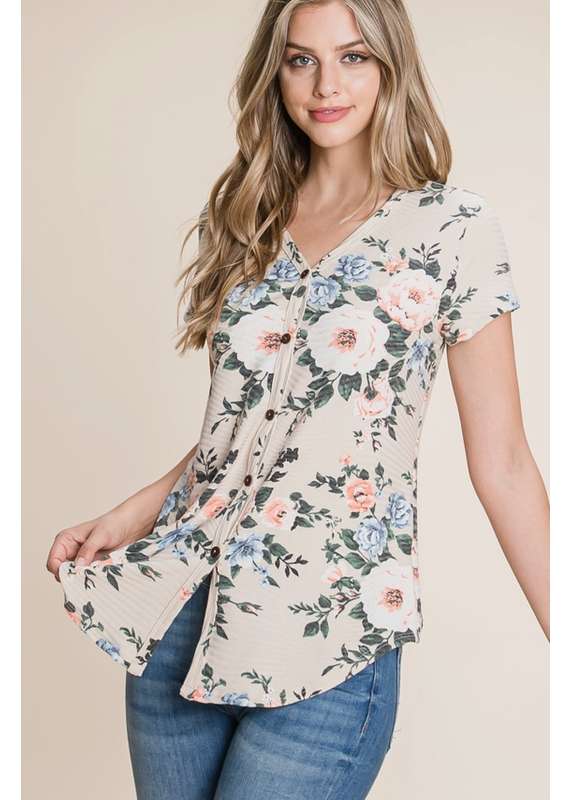 BomBom Spring Beige Floral Top (S-XL)