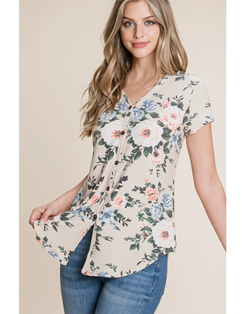 BomBom Spring Beige Floral Top (S-XL)