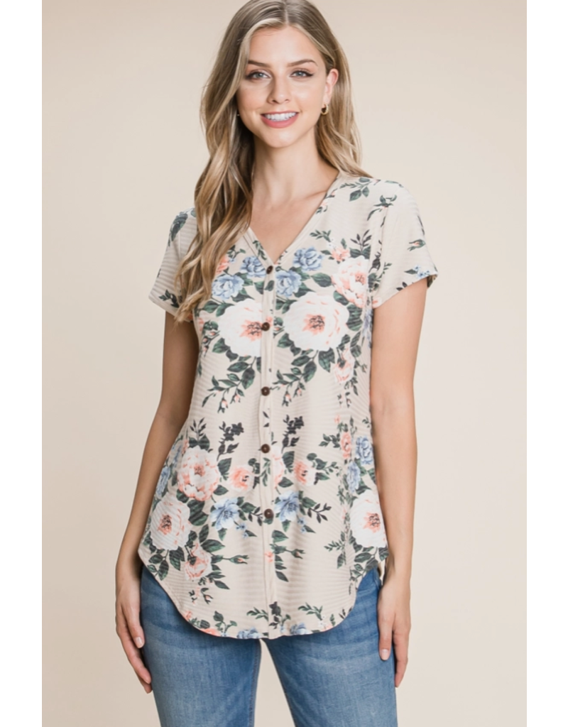 BomBom Spring Beige Floral Top (S-XL)