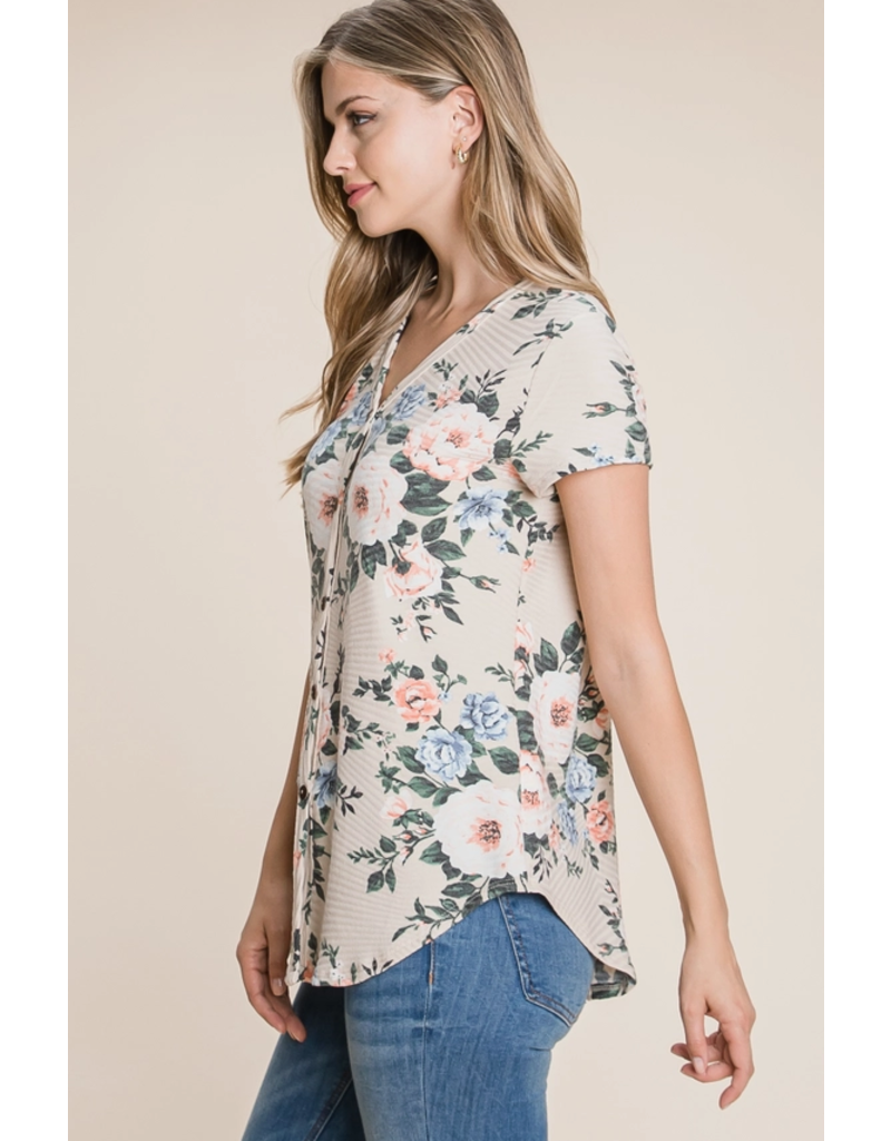BomBom Spring Beige Floral Top (S-XL)