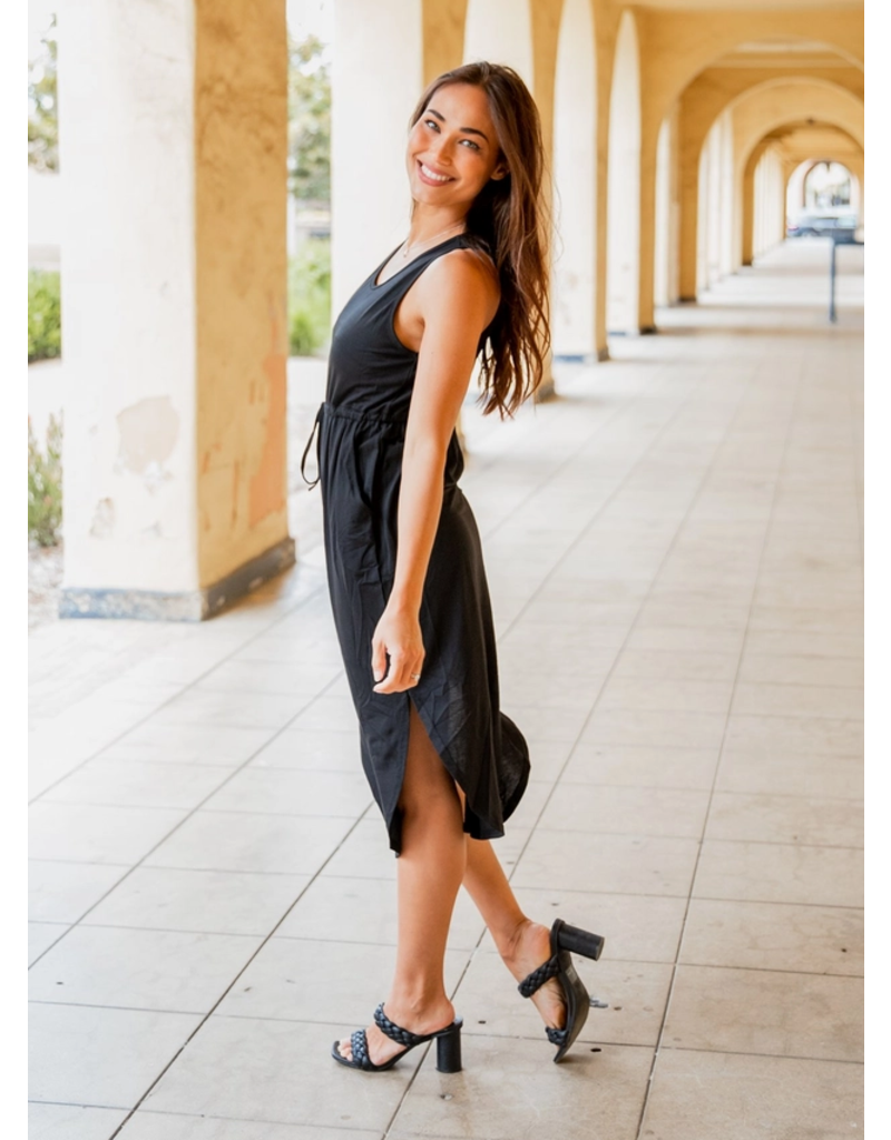 Tickled Teal Deanna Black Tie Waist Pocket Dress (S-XL)