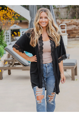 Tickled Teal Sparrow Black Lace Kimono (S-XL)