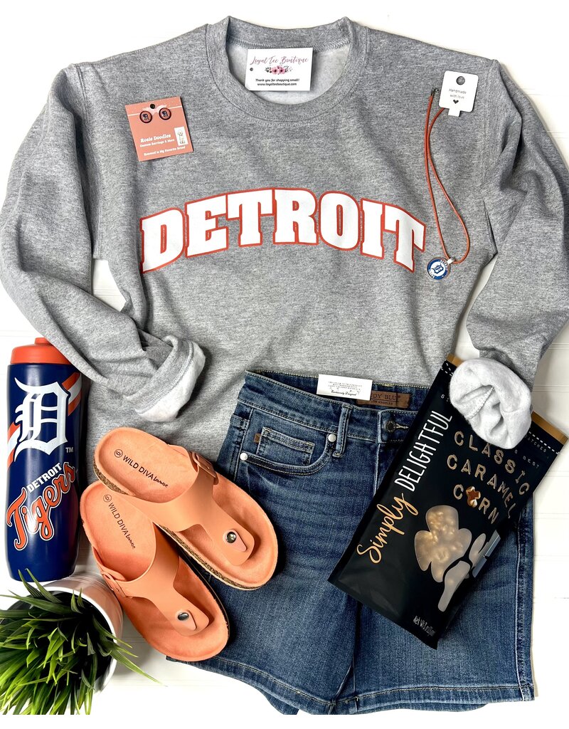 Gildan Grey Detroit Crew Sweatshirt (S-XL)
