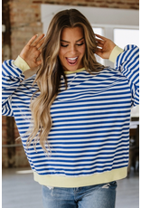 Liam & Co Calleigh Navy Yellow Stripe Pullover (M-2XL)